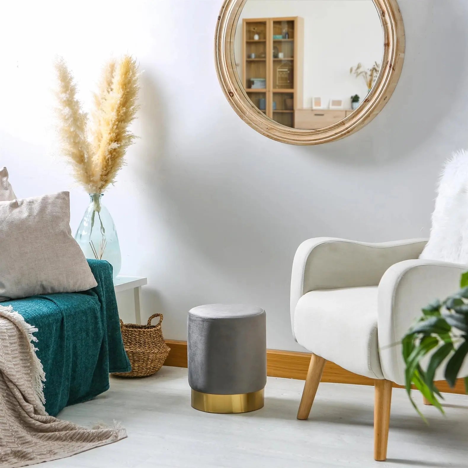 Pouf rond en velours HARBOUR ACCESS MEUBLE