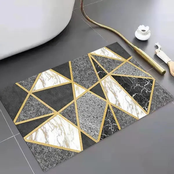 Tapis de bain souple antidérapant géométrique moderne, 1 pi x 2 pi, tapis de salle de bain abstrait rectangulaire ACCESS MEUBLE