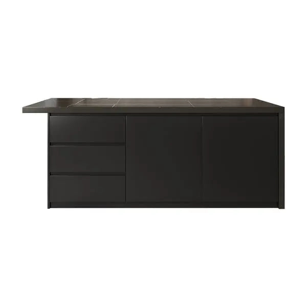 Ilot central extensible avec portes et tiroirs en Marbre ACCESS MEUBLE