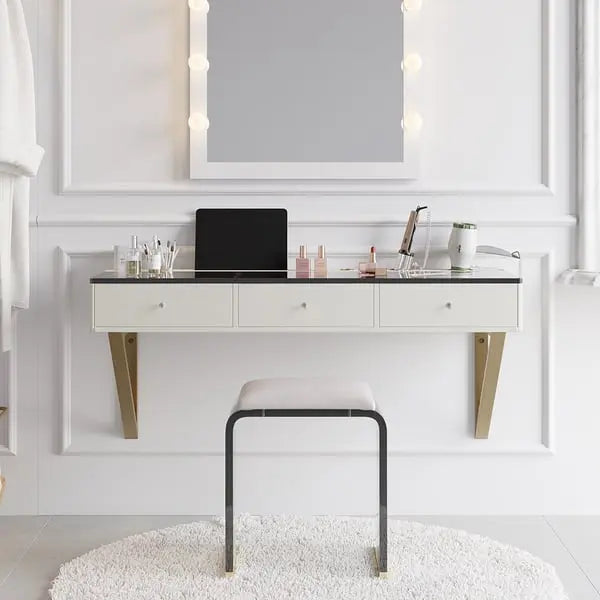 Coiffeuse Mural Table De Toilette Flottant En Verre Trempé ACCESS MEUBLE