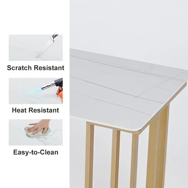 Table blanche avec dessus en rectangulaire en pierre frittée ACCESS MEUBLE