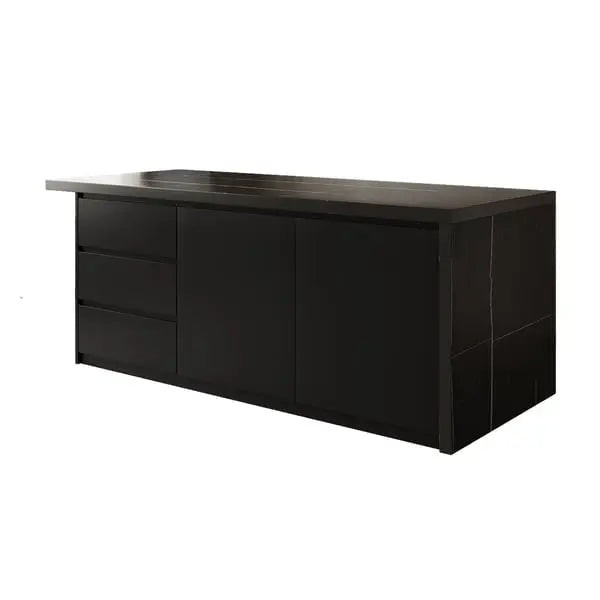 Ilot central extensible avec portes et tiroirs en Marbre ACCESS MEUBLE