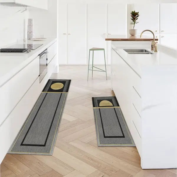 Ensemble de 2 tapis de cuisine modernes gris foncé antidérapants ACCESS MEUBLE