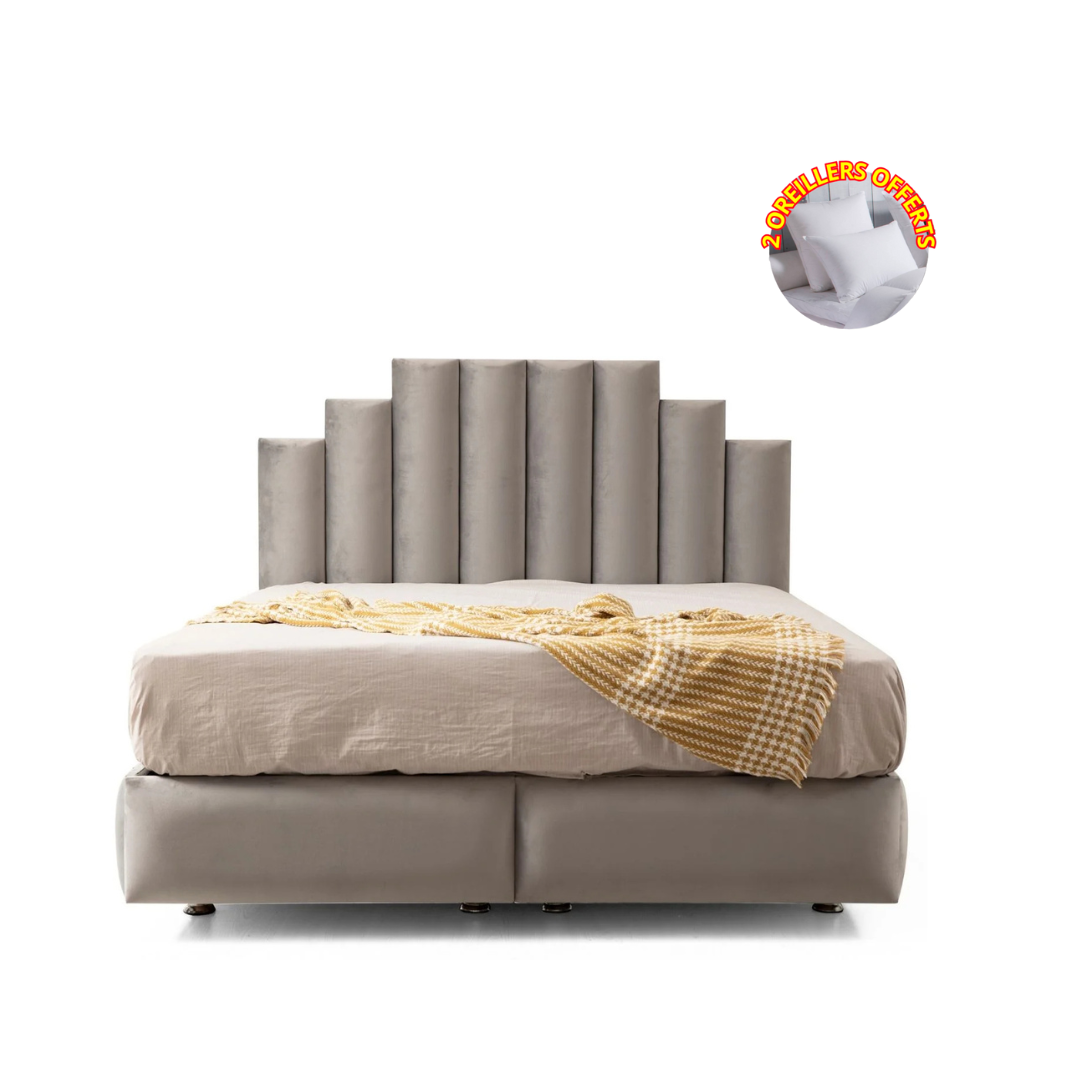 Pack - Lit coffre NATURA + Matelas 20cm + 2 Oreillers