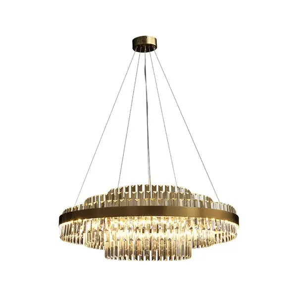 Lustre en cristal à plusieurs niveaux Fixedo avec lumière en laiton ACCESS MEUBLE