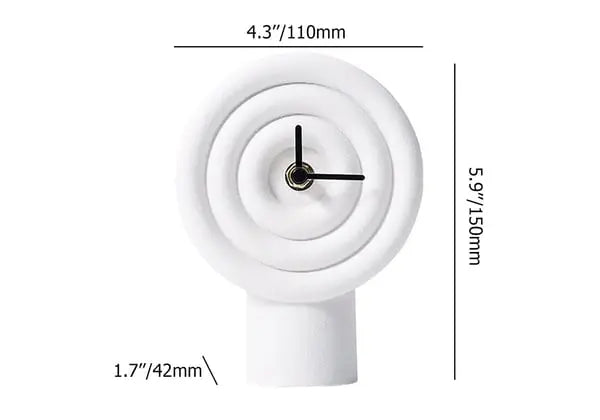 Horloge de table minimaliste en résine blanche à cercle géométrique, pointeur noir, décoration de bureau ACCESS MEUBLE
