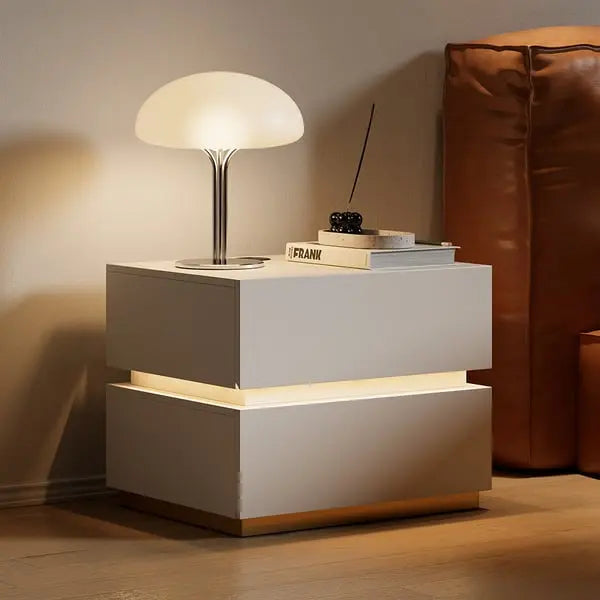 Chevet blanc à led avec chargeur induction ACCESS MEUBLE