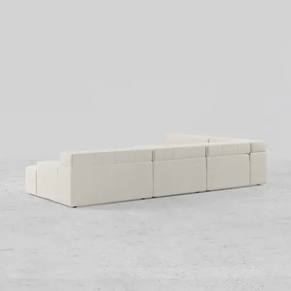 Canapé sectionnel modulaire moderne en velours blanc cassé en forme de L de 3380 mm avec méridienne ACCESS MEUBLE