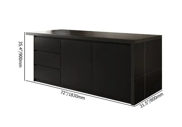 Ilot central extensible avec portes et tiroirs en Marbre ACCESS MEUBLE