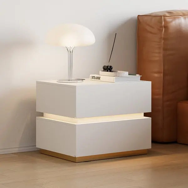 Chevet blanc à led avec chargeur induction ACCESS MEUBLE