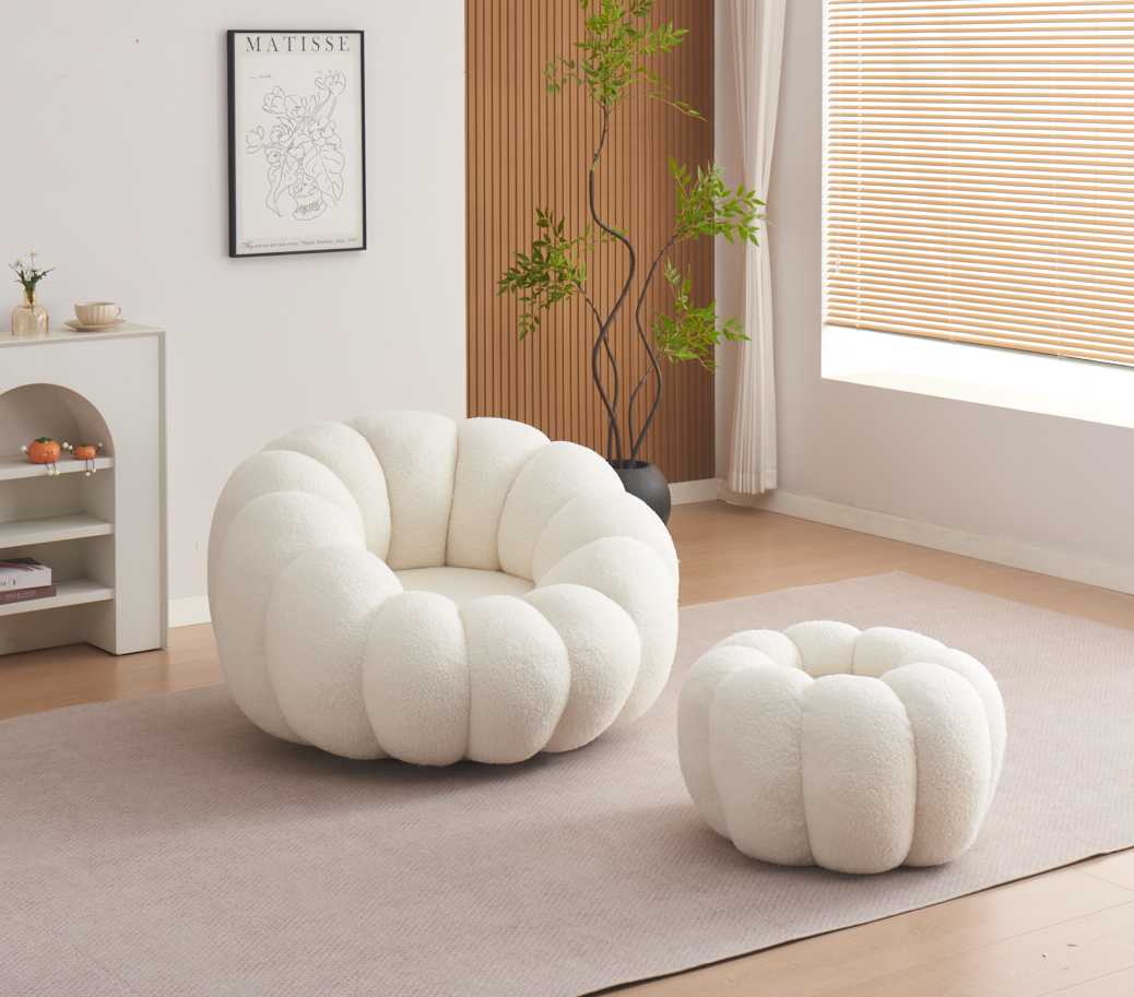 Fauteuil pivotant en laine bouclée cozy