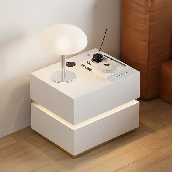Chevet blanc à led avec chargeur induction ACCESS MEUBLE
