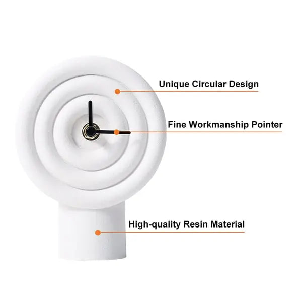 Horloge de table minimaliste en résine blanche à cercle géométrique, pointeur noir, décoration de bureau ACCESS MEUBLE