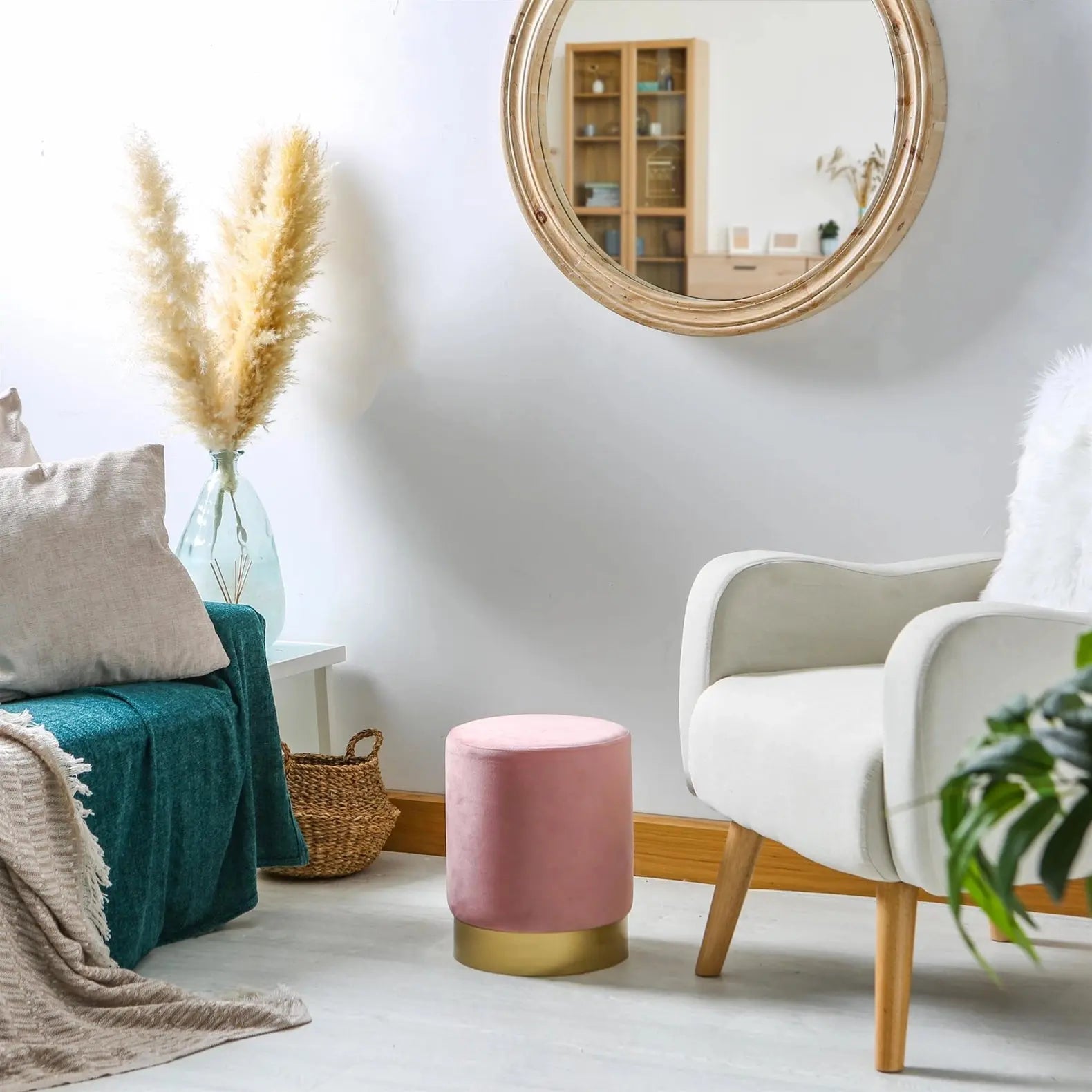Pouf rond en velours HARBOUR ACCESS MEUBLE