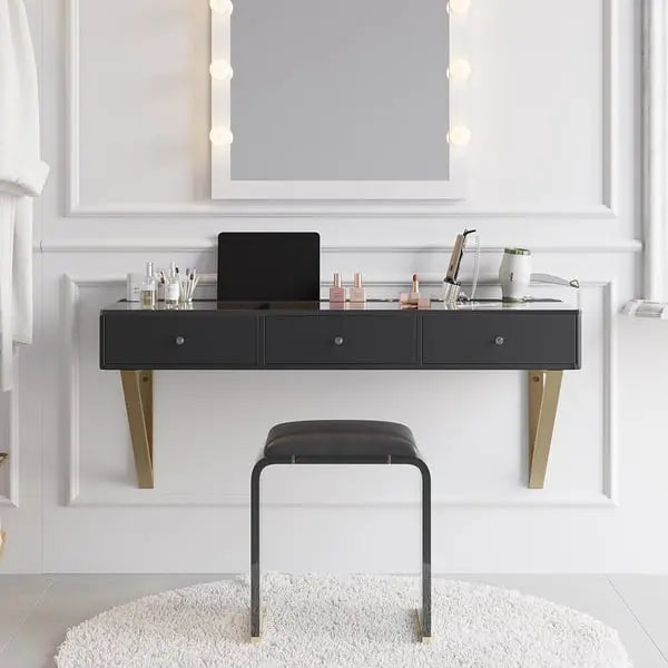 Coiffeuse Mural Table De Toilette Flottant En Verre Trempé ACCESS MEUBLE