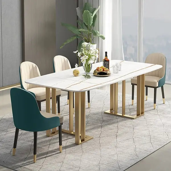 Table blanche avec dessus en rectangulaire en pierre frittée ACCESS MEUBLE