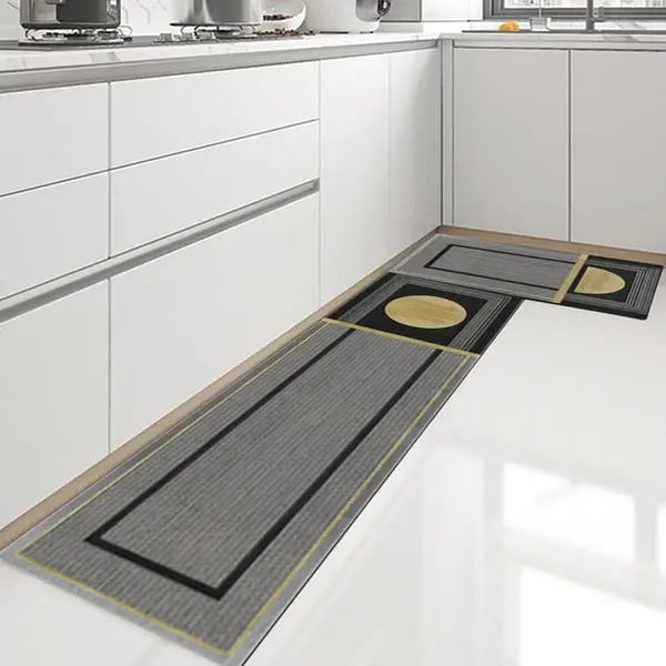 Ensemble de 2 tapis de cuisine modernes gris foncé antidérapants ACCESS MEUBLE