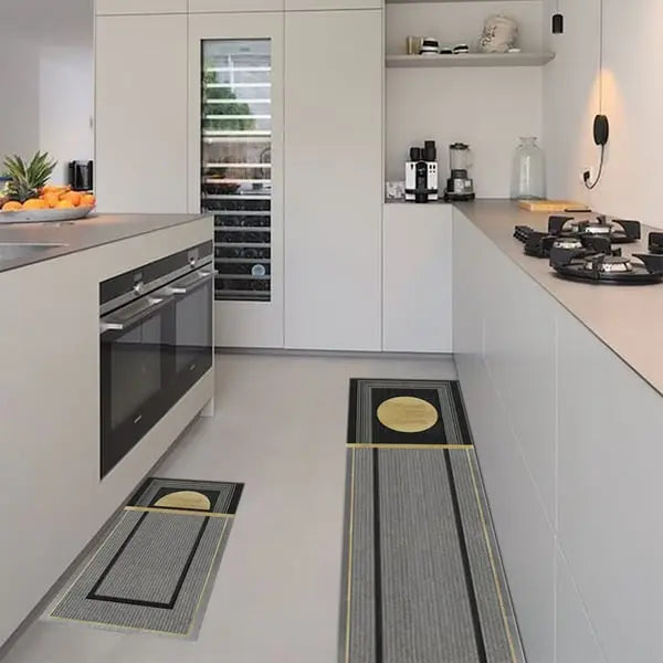 Ensemble de 2 tapis de cuisine modernes gris foncé antidérapants ACCESS MEUBLE