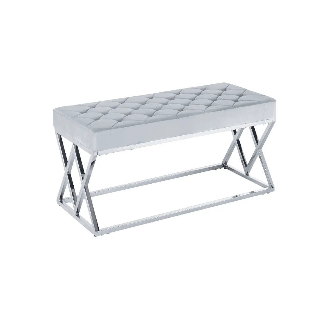 Banquette triangle capitonnée chrome velours ACCESS MEUBLE