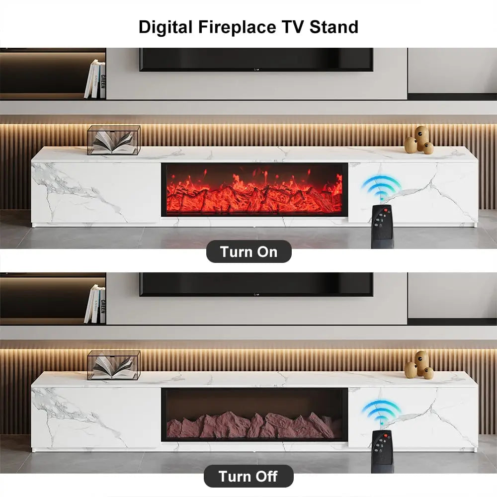 Meuble TV à rangement en bois avec cheminée électrique ACCESS MEUBLE