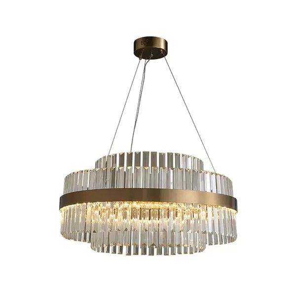 Lustre en cristal à plusieurs niveaux Fixedo avec lumière en laiton ACCESS MEUBLE