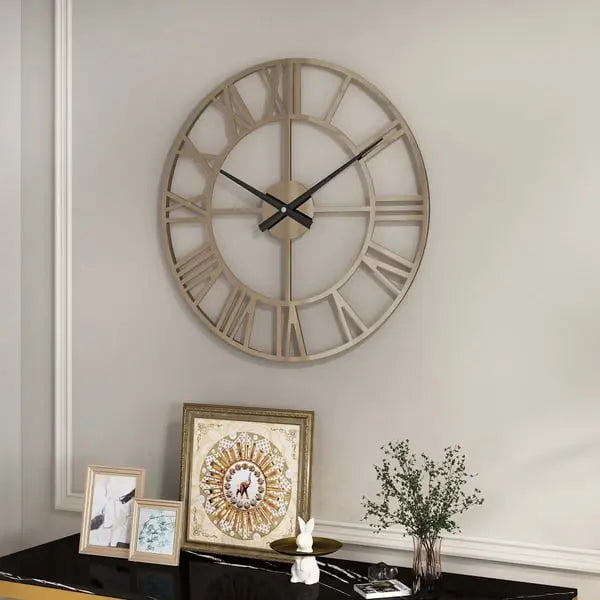 Grande horloge murale silencieuse ronde en argent, chiffres romains, art décoratif moderne en acrylique ACCESS MEUBLE