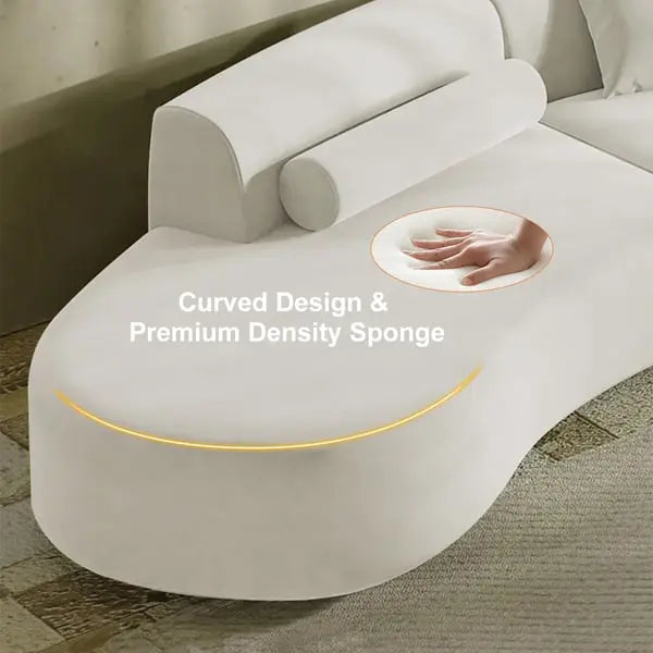 Canapé droit 4 places moderne en velours incurvé avec oreillers ACCESS MEUBLE
