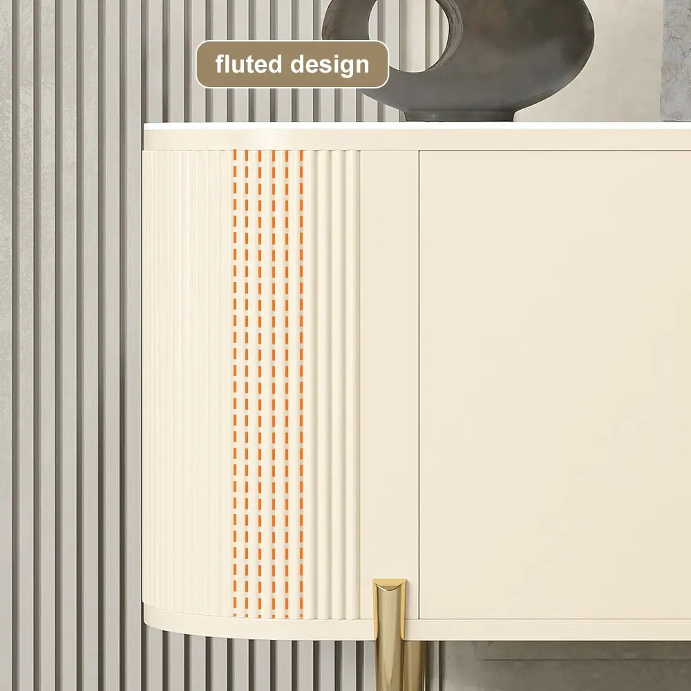Meuble TV avec cheminée électrique marbre pied doré ACCESS MEUBLE