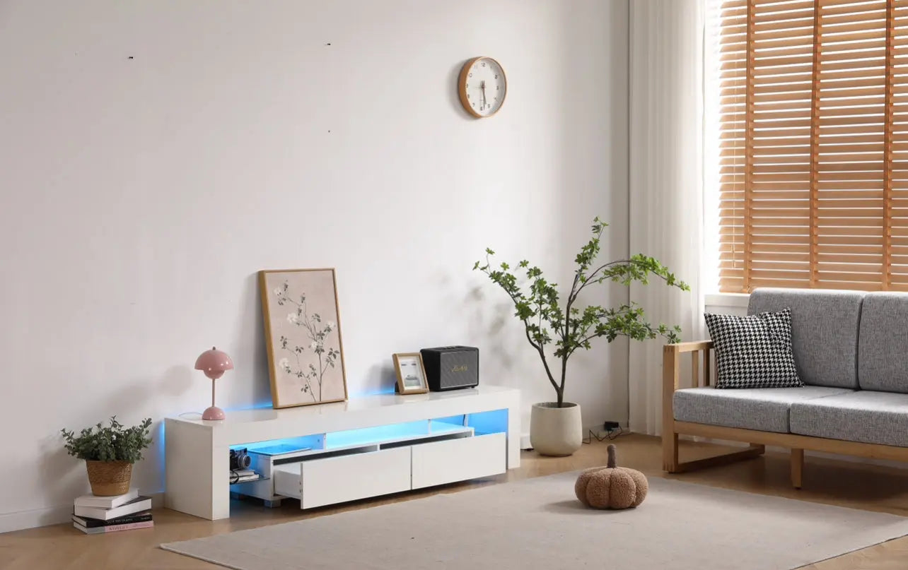 Meuble TV ECLIPSE blanc avec led ACCESS MEUBLE