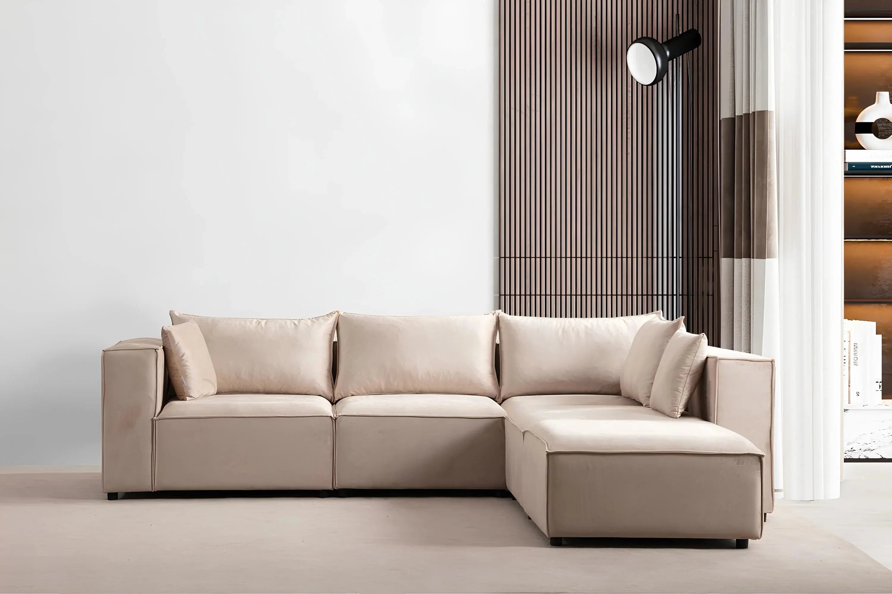 Canapé Elégance Velours Modulable 4+1 Pouf