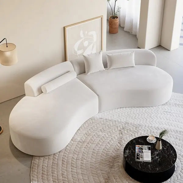 Canapé droit 4 places moderne en velours incurvé avec oreillers ACCESS MEUBLE