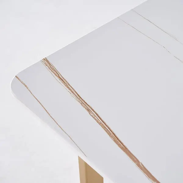 Table blanche avec dessus en rectangulaire en pierre frittée ACCESS MEUBLE