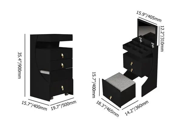 Mini-coiffeuse avec miroir et tabouret ACCESS MEUBLE