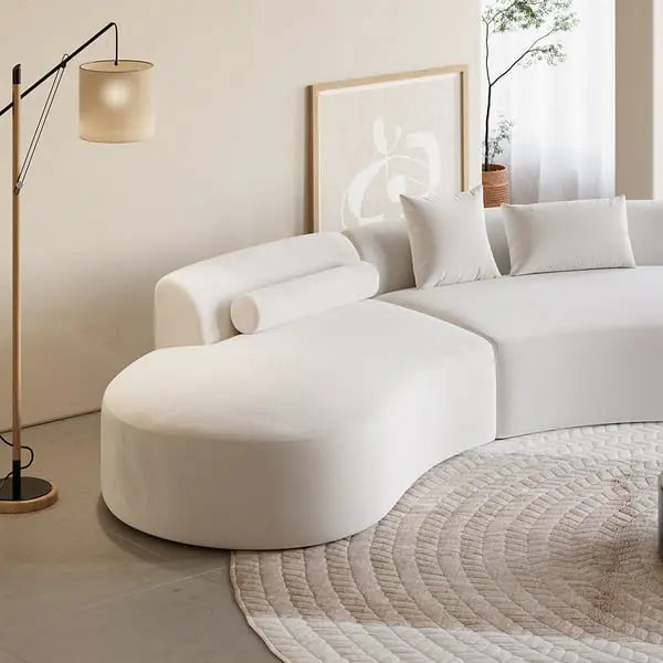 Canapé droit 4 places moderne en velours incurvé avec oreillers ACCESS MEUBLE