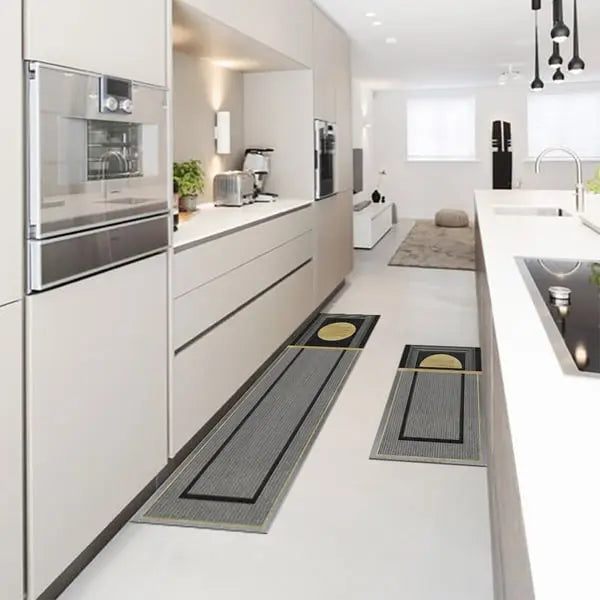 Ensemble de 2 tapis de cuisine modernes gris foncé antidérapants ACCESS MEUBLE