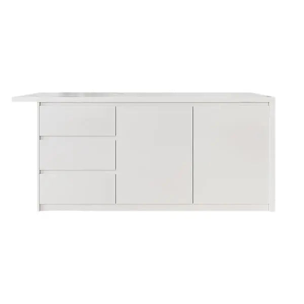 Ilot central extensible avec portes et tiroirs en Marbre ACCESS MEUBLE