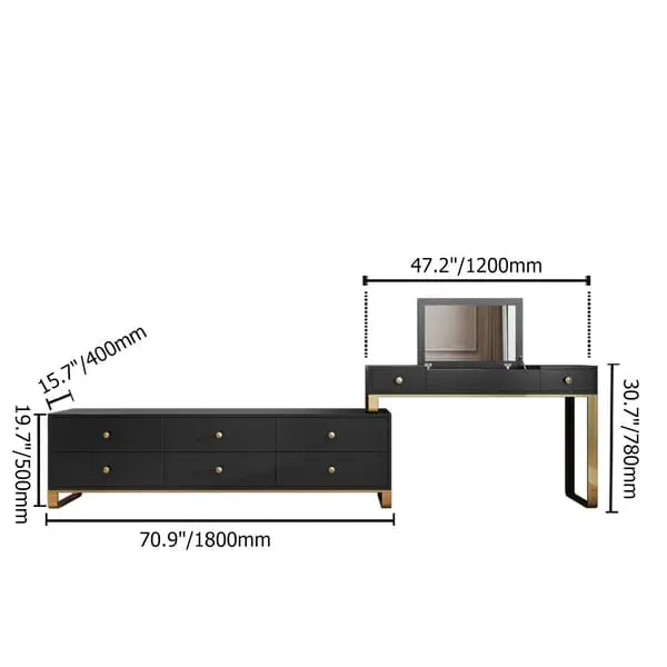 Meuble TV et coiffeuse avec miroir noir pour chambre LEXUS ACCESS MEUBLE
