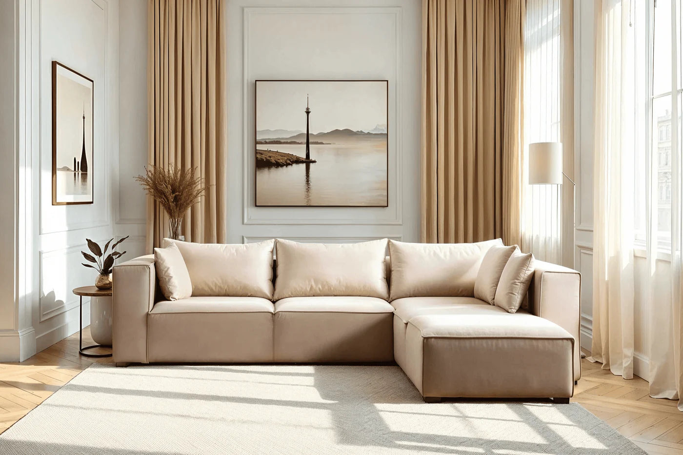 Canapé Elégance Velours Modulable 4+1 Pouf