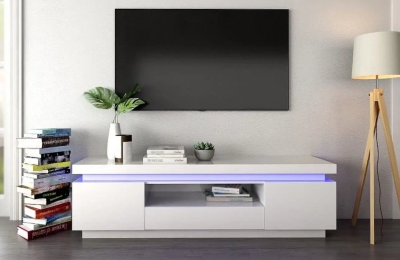 Meuble TV KATE blanc avec led ACCESS MEUBLE