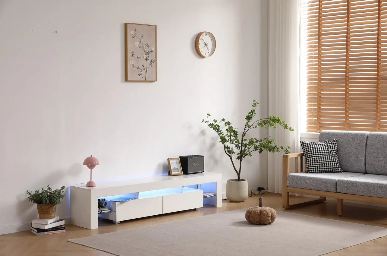 Meuble TV ECLIPSE blanc avec led ACCESS MEUBLE
