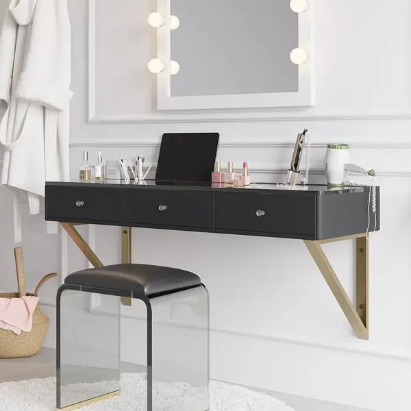 Coiffeuse Mural Table De Toilette Flottant En Verre Trempé ACCESS MEUBLE