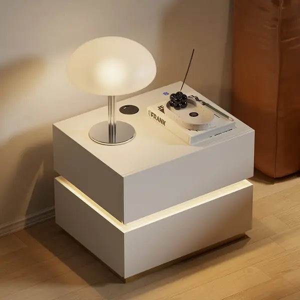 Chevet blanc à led avec chargeur induction ACCESS MEUBLE