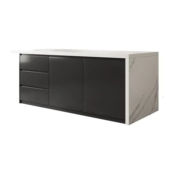 Ilot central extensible avec portes et tiroirs en Marbre ACCESS MEUBLE