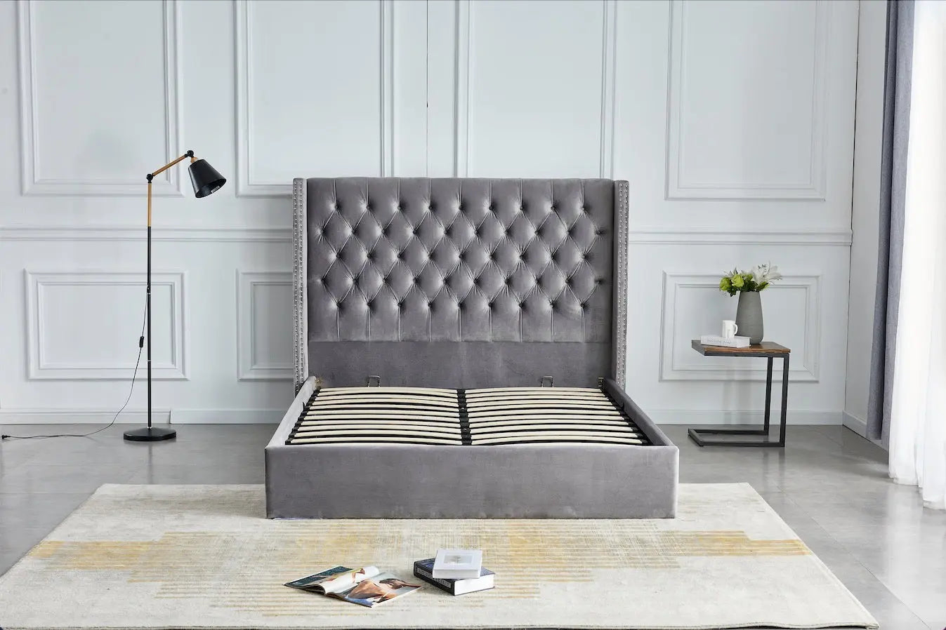 Lit coffre LILLE capitonné avec velours ACCESS MEUBLE