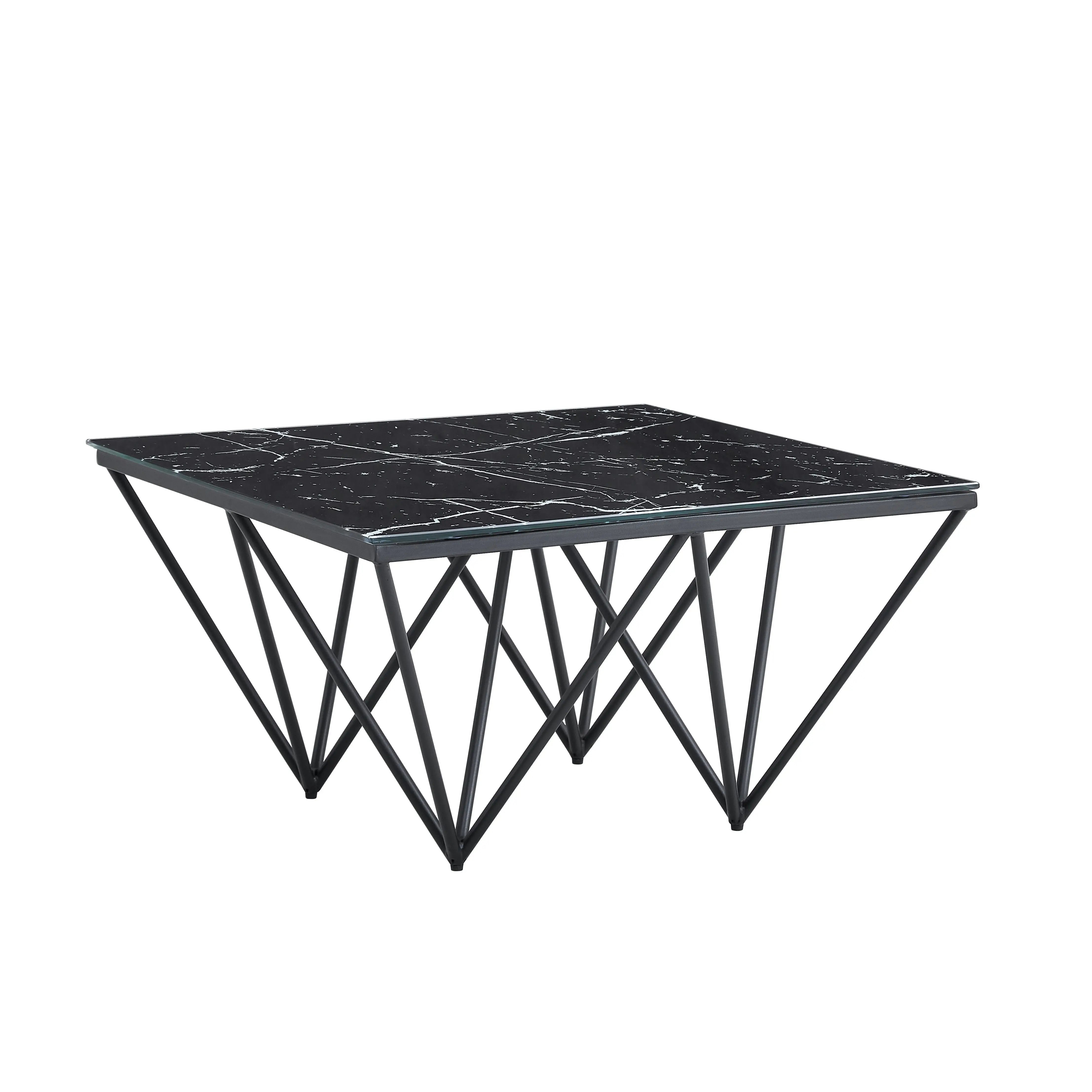 Table basse GIZEH métal noir marbre noir ACCESS MEUBLE