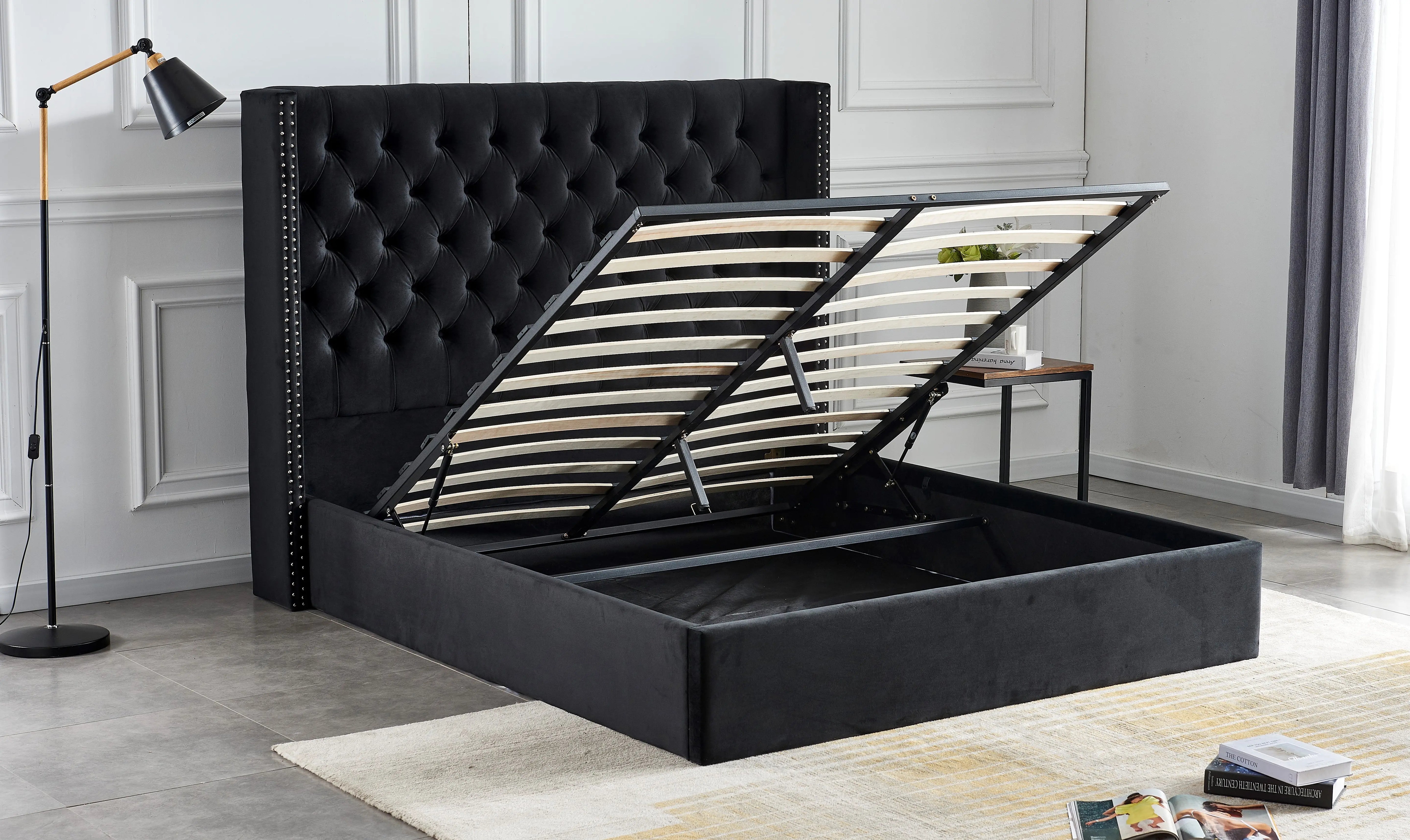 Lit coffre LILLE capitonné avec velours ACCESS MEUBLE