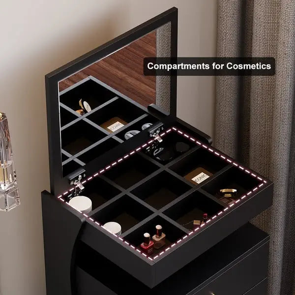 Mini-coiffeuse avec miroir et tabouret ACCESS MEUBLE
