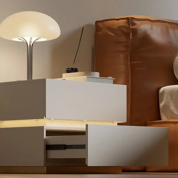 Chevet blanc à led avec chargeur induction ACCESS MEUBLE