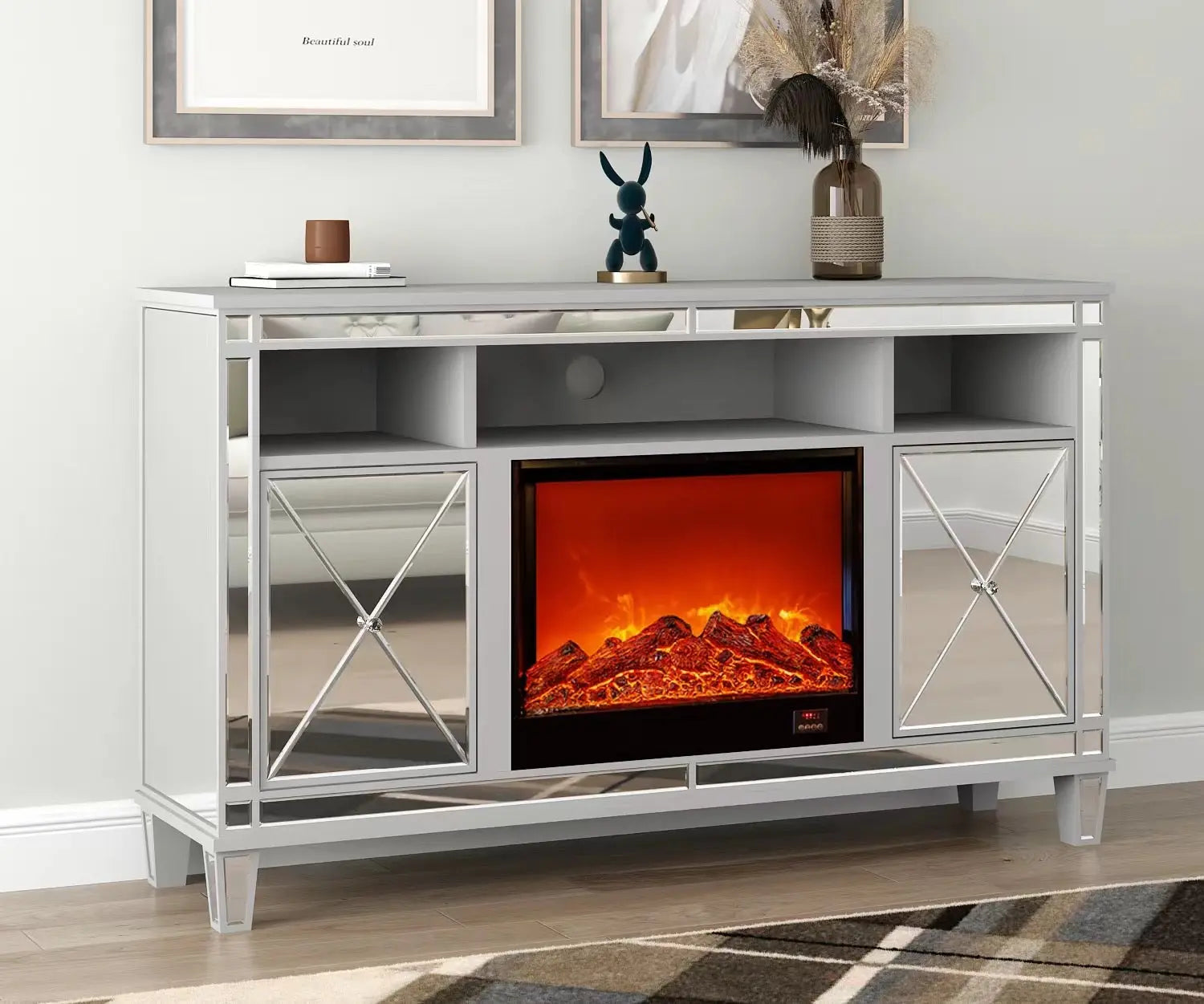 Meuble TV CHEMINÉE SPEZIA en verre ACCESS MEUBLE