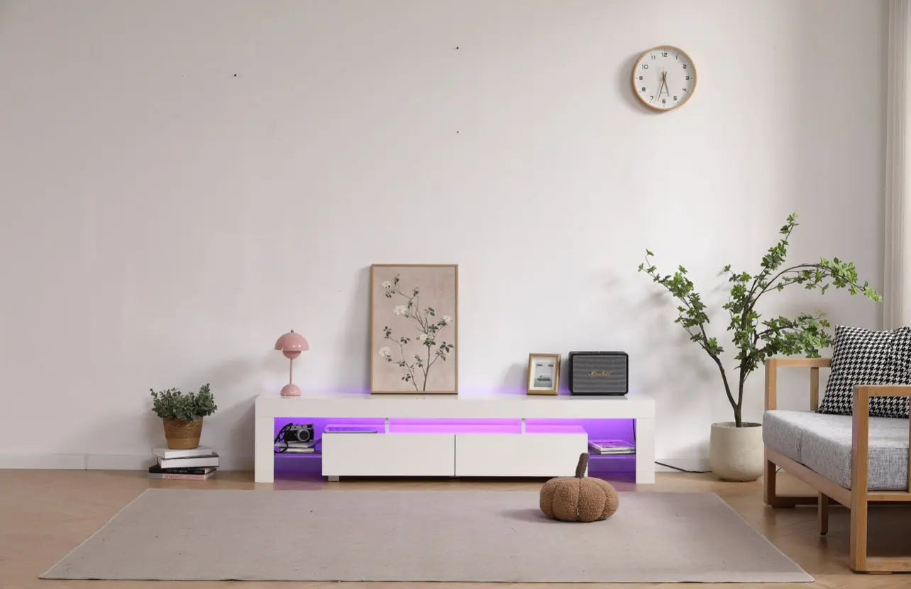Meuble TV ECLIPSE blanc avec led ACCESS MEUBLE